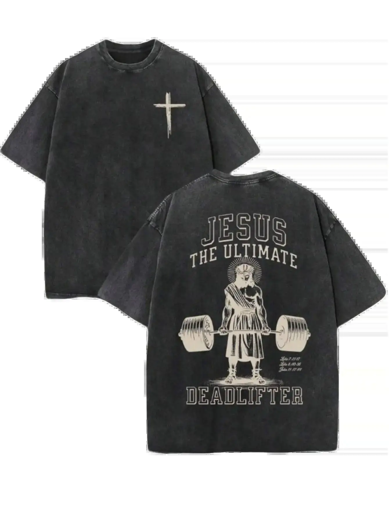 Jesus The Ultimate Deadlifter Casual T-Shirt | Vintage Gym Cross Graphic Tee | Christian Fitness Shirt | Faith & Workout Gift Idea | Casual Streetwear | TikTok Viral Faith Tee