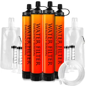 Emergency Survival Water Straws, 1 Set Portable Water Filter, Lightweight Reusable Water Filter for Camping, Hiking, Travel, Biking, Outdoor Adventures, Camping Accessories