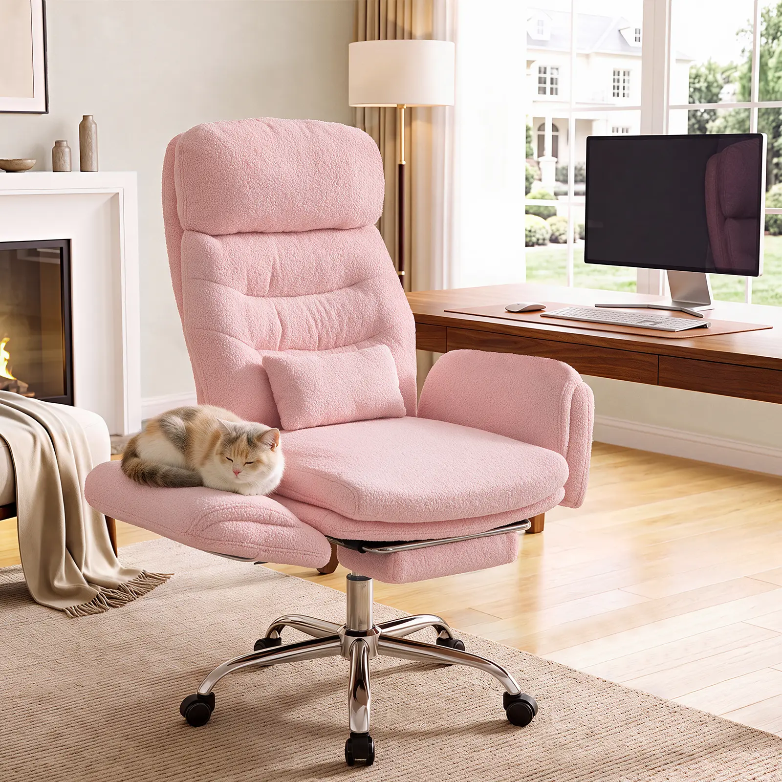 SEDETA Big and Tall Criss Cross Office Chair, 30'' High Back, 4-Headrest Angles, Flip Armrests, 155° Reclining, Foot Rest, Waist Pillow, Wide Seat, Criss Cross Chair