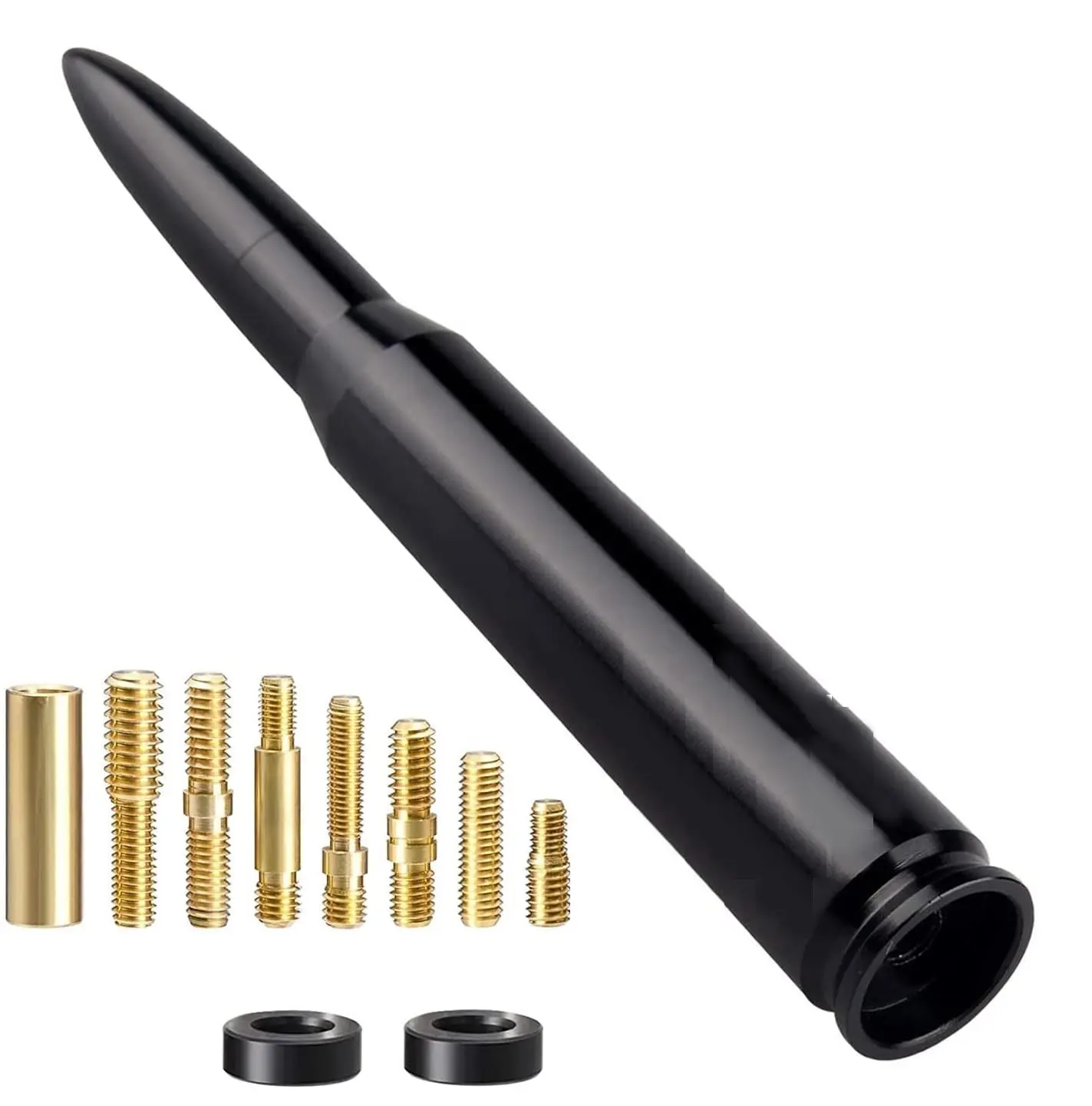 50 Cal Bullet Antenna for Chevy Silverado & GMC Sierra 1500 2500 (1999-2026) – Rugged Billet Aluminum, UV & Chip-Resistant, Car Wash Safe, Short Replacement, Truck Accessories, Black