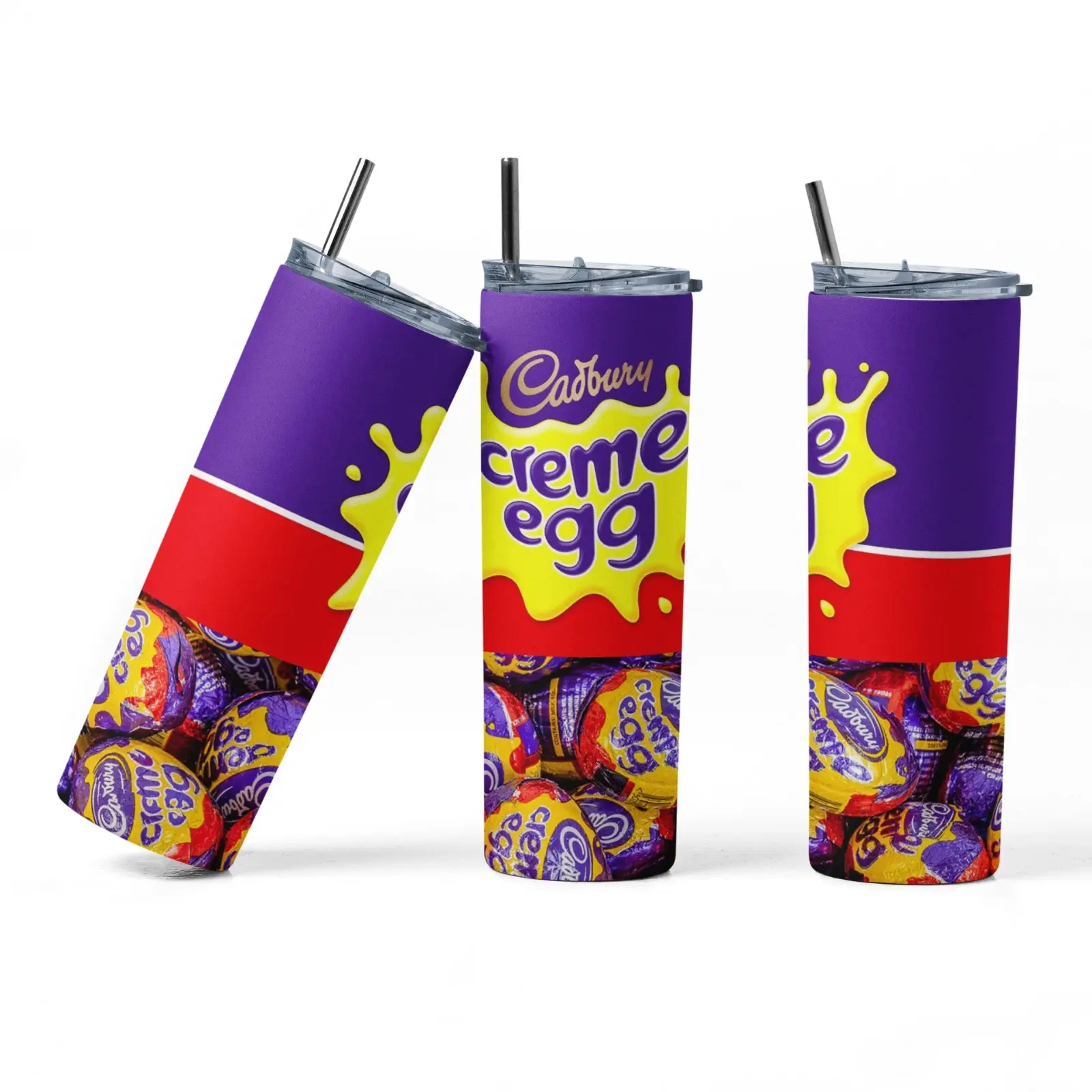 Cadbury Creme Egg Skinny Tumbler, Gift Cup Lid 20oz Stainless Steel, Chocolate Candy Mug