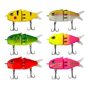Double Hook Slow Sinking Fish Shaped Bass Fishing Lure Mm60, 3D Eyes, Spotted Pattern, Vivid Colors, Multi-Section Body, Suitable for Most Fish Types