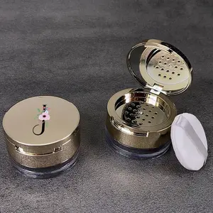 Refillable Travel Flip Loose Powder Jar, Mirror Included, Hypoallergenic Compact Design, Perfect Gift for Valentines, Floral & Letter Patterns