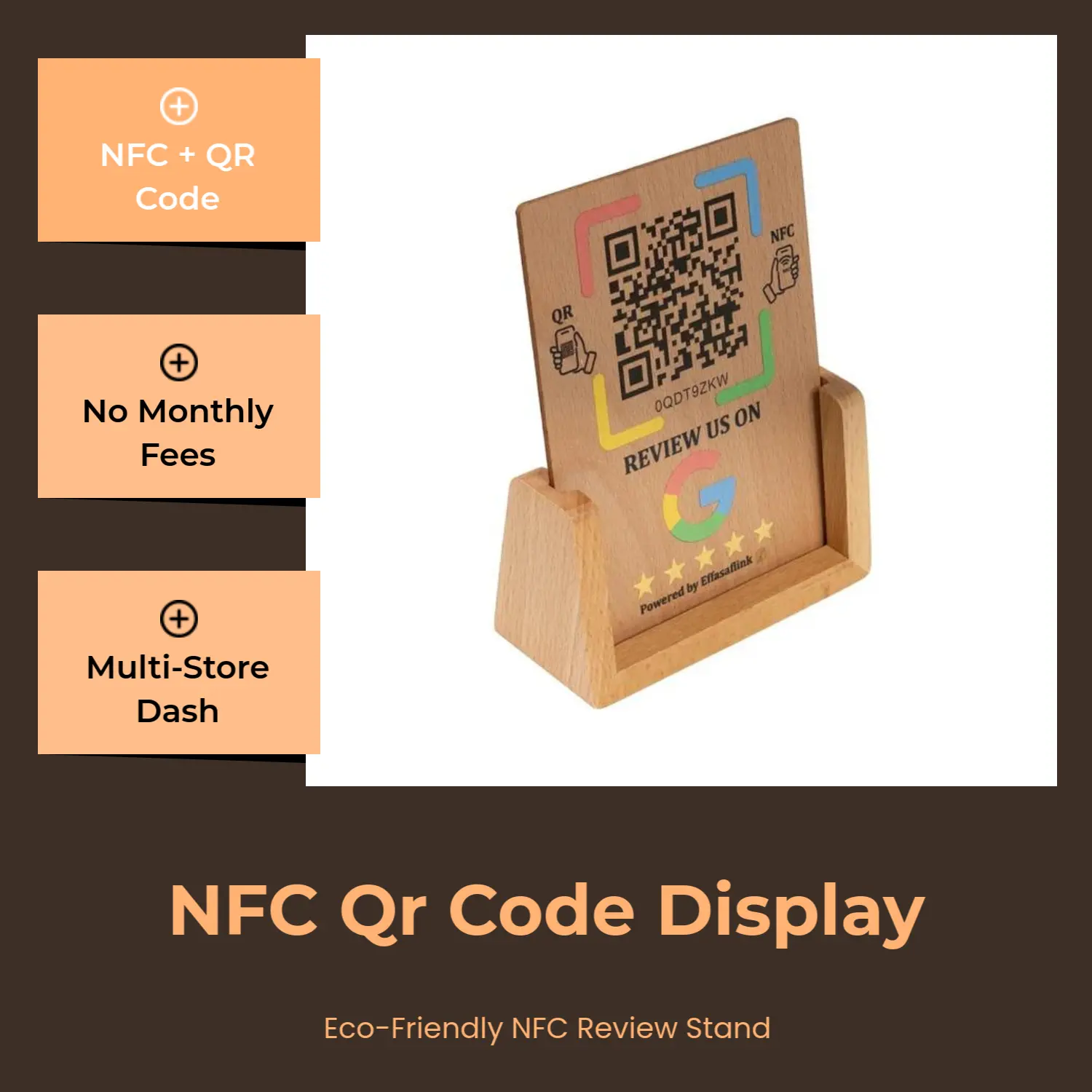Wooden Google Review Stand – NFC & QR Code – Lifetime Use, No Monthly Fee