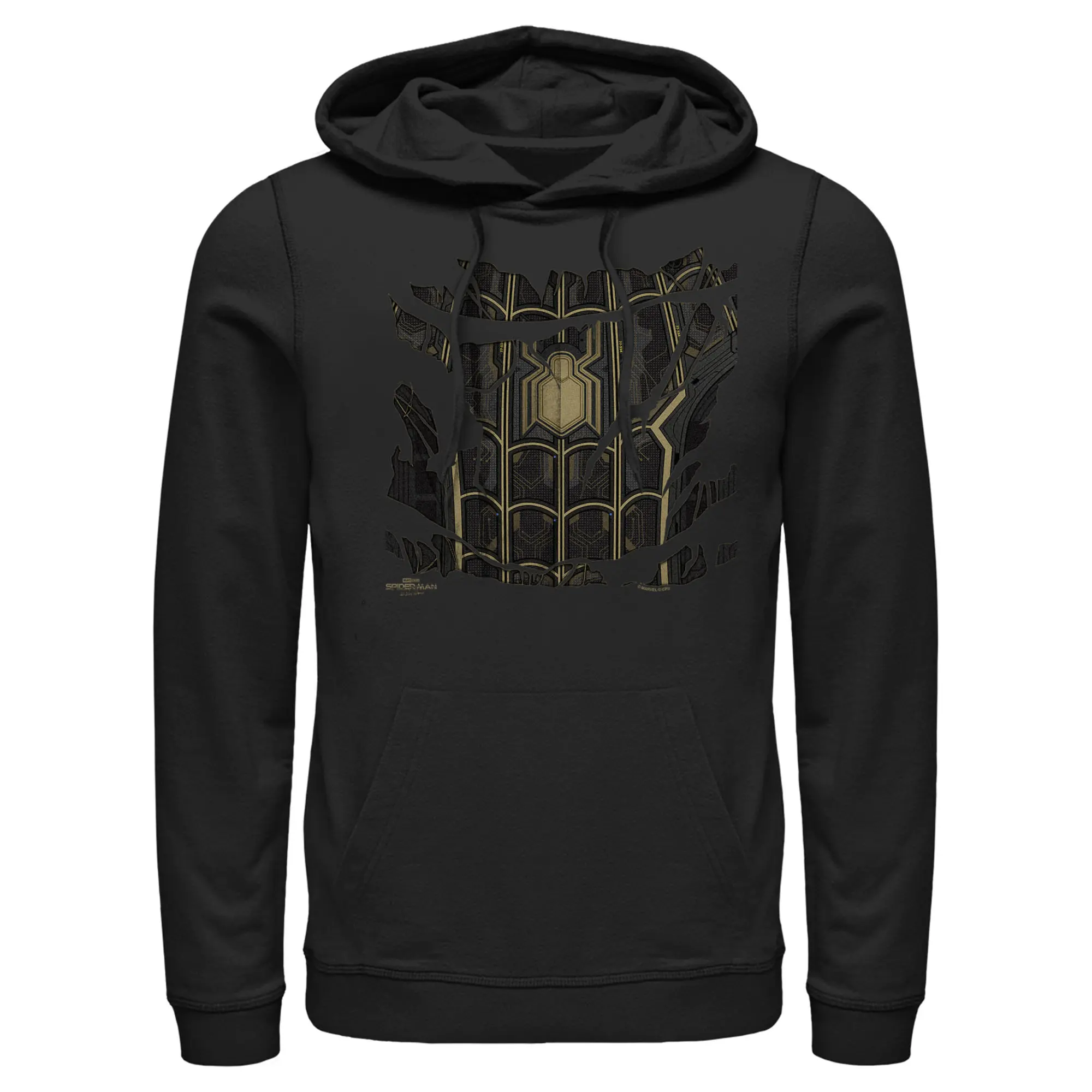 Men's Marvel Spider-Man: No Way Home Ripped Black Suit Pull Over Hoodie