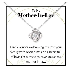 To My Mother In Law Necklace, Mother Of The Bride, Mother In Law Wedding, Mother Of The Groom, Birthday Mother In Law Elegant Love #1476, White Love Knot Necklace Christmas Gifts, Jewelry Gifts, Birthday Gifts