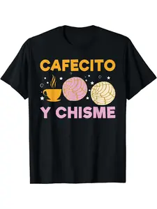 Coffee and Gossip Latina Mexican Baked Concha Pastry Conchas Graphic Casual Fitted Long Round Neck T-Shirt