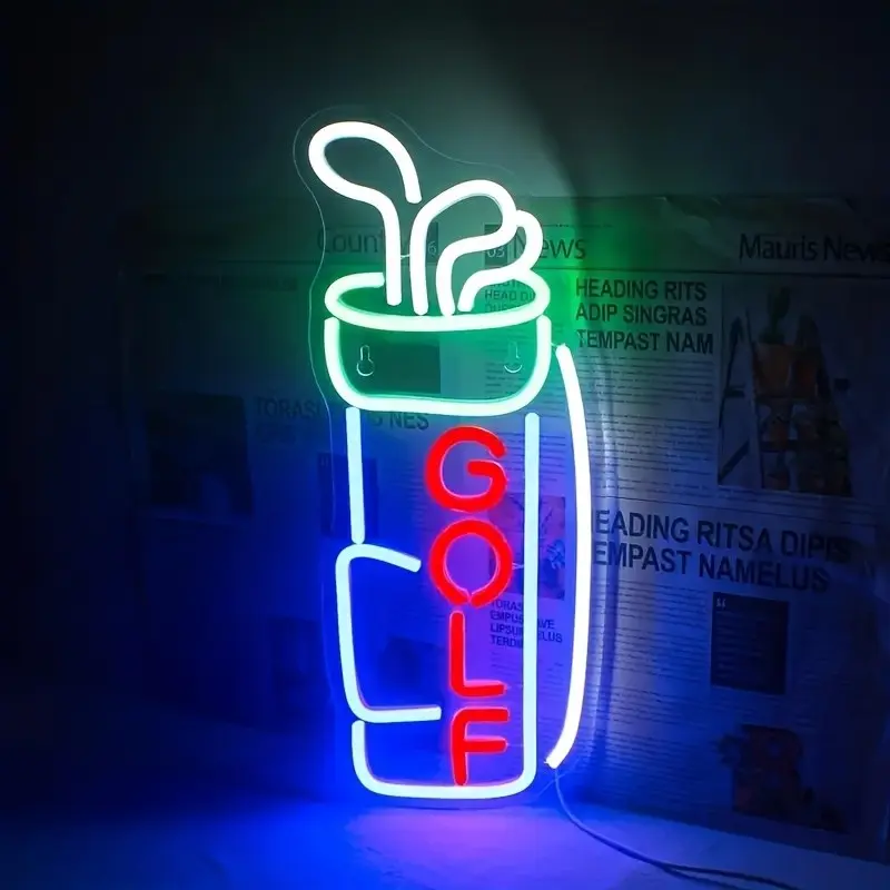 1pc Golf Neon Light Decoration, Golf Neon Light Logo, Creative LED Light Sign With USB Powered, Neon Signs, For Parties, Hotels, Shops, Home Decoration, Background Light, Golf Clubs, Decorative Neon Light, Atmosphere Lighting, LED Neon Lights
