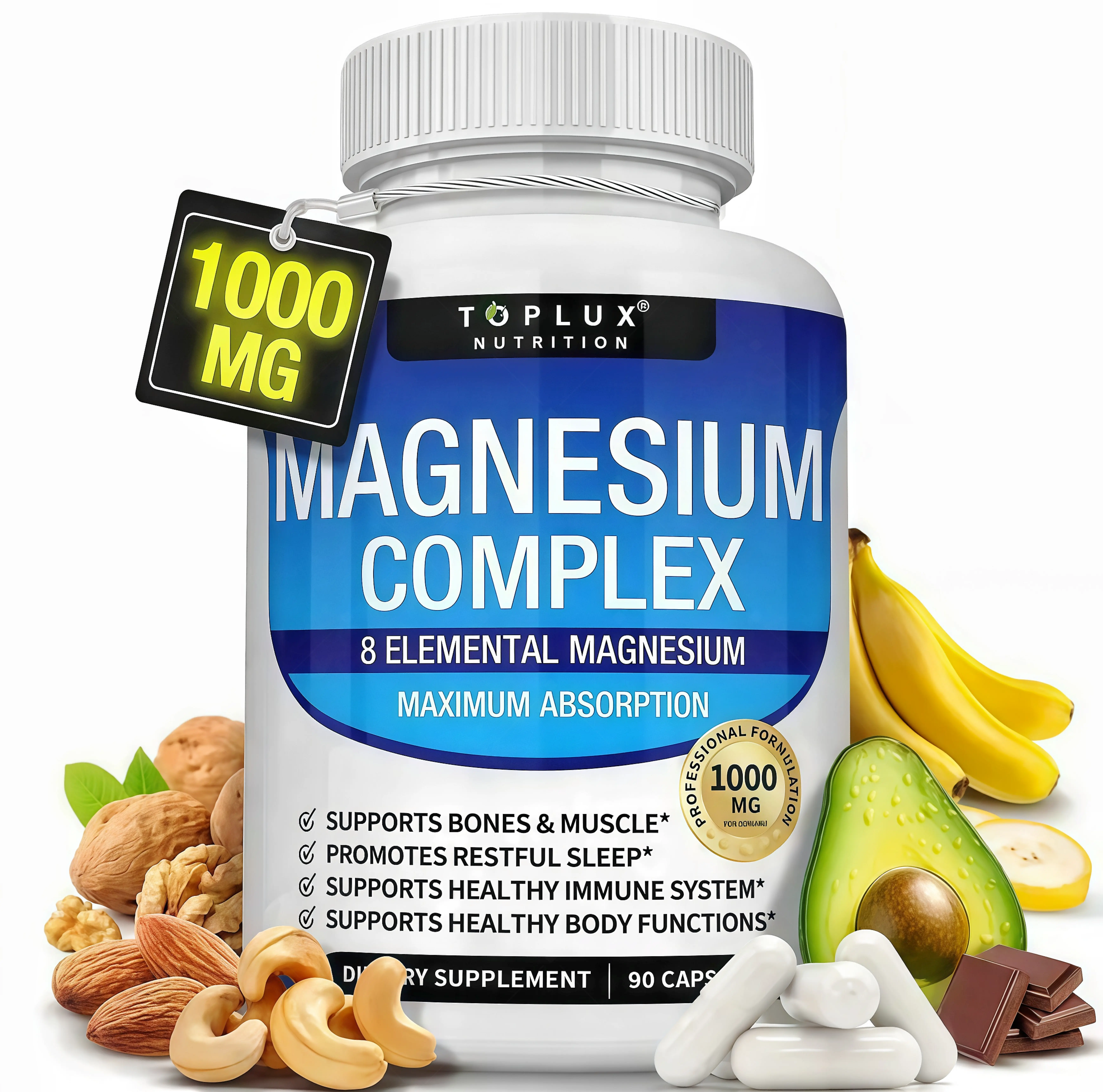 Toplux Magnesium Complex VA 8 Essential Magnesium Supplement 1000mg Fitness Edible