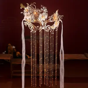 Ancient Chinese Face Curtain Mask with Long Tassels & Ear Ties - Hanfu Headwear Accessory for, Renaissance Fairs, Medieval Costume Parties - Traditional Face Covering for Role-Play & Hisrical Events