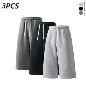 Men’s gray knit casual athletic jogger shorts, 7/8 length, 3-pack — Summer (available as a 3-pack or single item), Menswear, Stylish