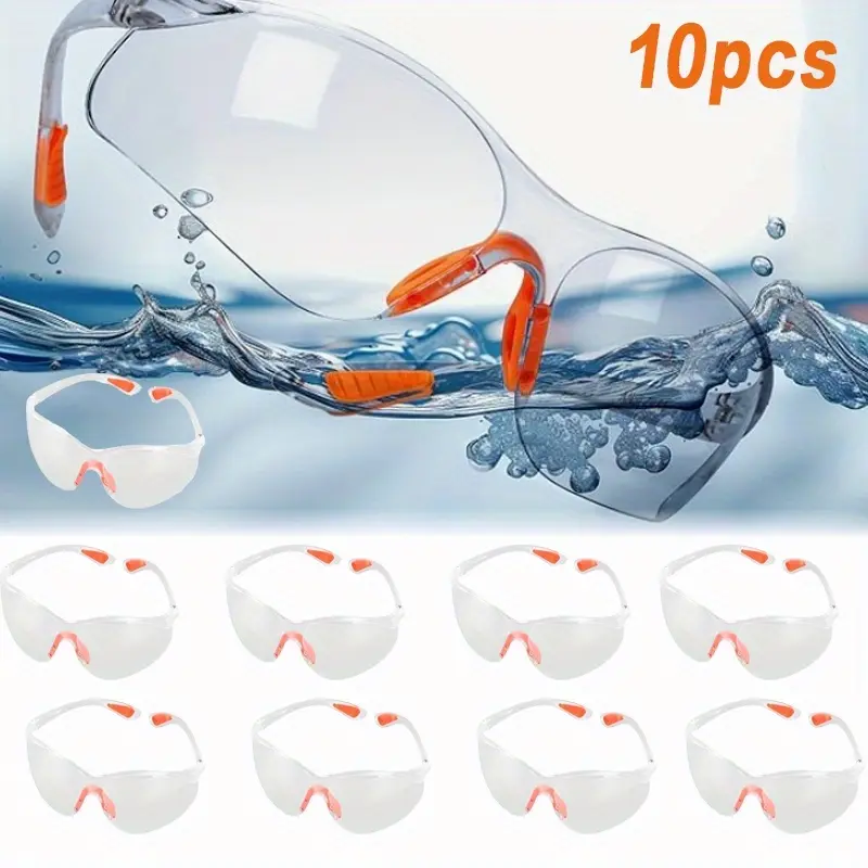 10 Pack Safety Protective Glasses - Anti-Fog Eye Protection, Work Safety Equipment with Glasses Cloth & Bag, Laboratory Protective Eyewear for Adults, Laboratory Glasses