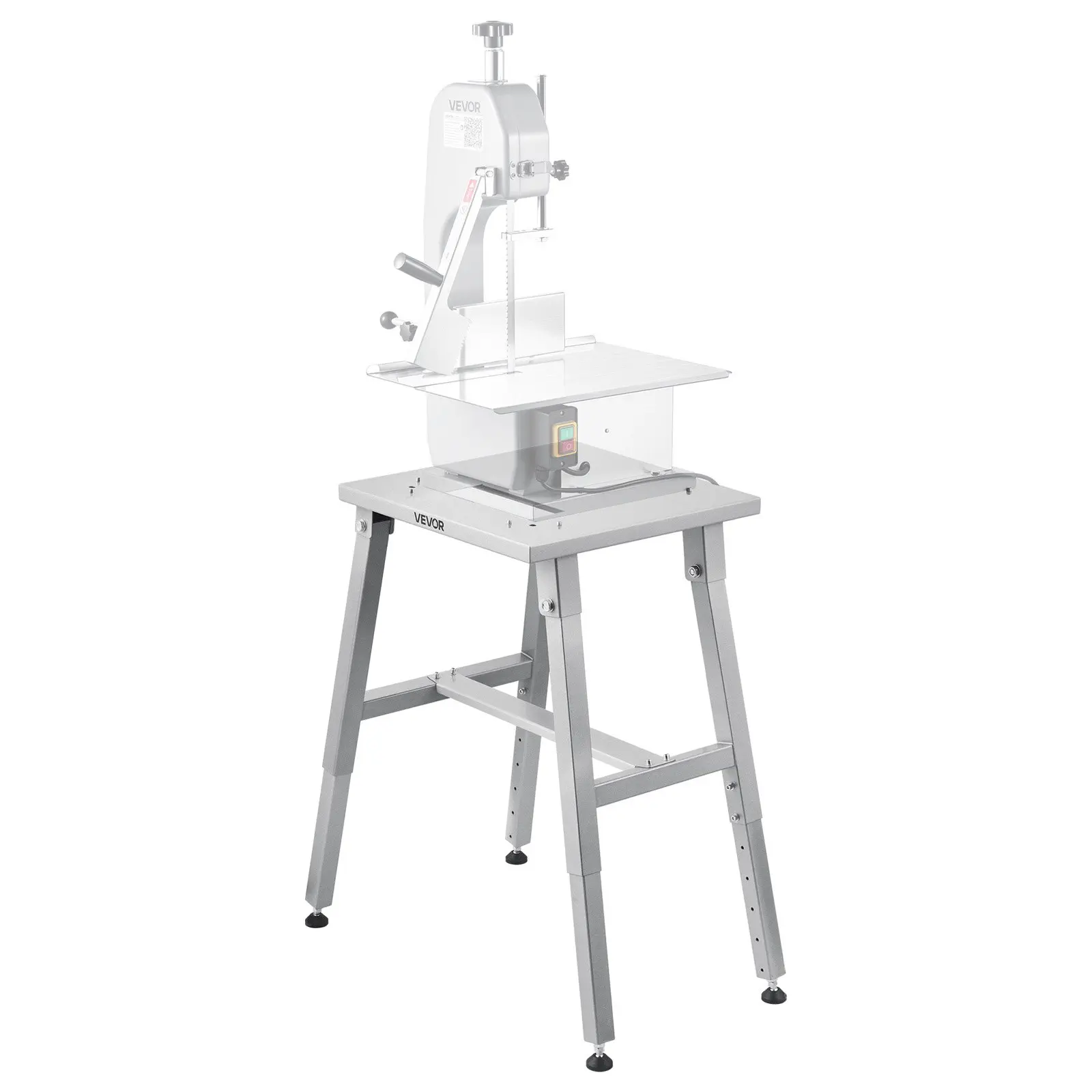 VEVOR Electric Meat Bandsaw Floor Stand, 7-Level Adjustable Height, 29.1x18.9x39.4 in, 24.3 Lbs / 11 Kg, Compact & Space-Saving, High Load-Bearing, Stable H-Shaped Frame, Anti-Slip Footpads, Fits BS-130 & BS-250 Bone Saw Machines, for Commercial & Home Us