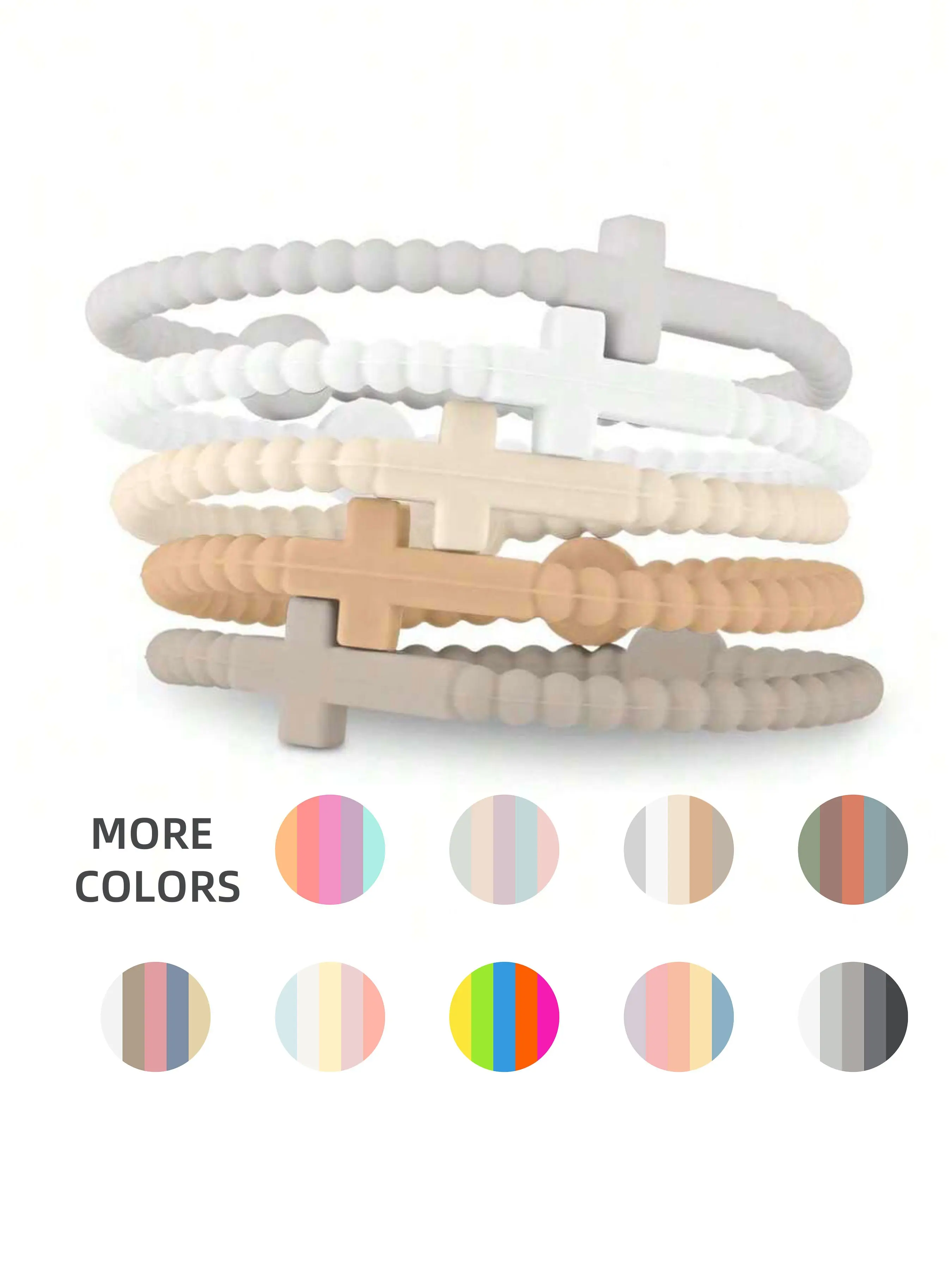 5pcs Cute Random Color Hand Strap, Thin Cross Silicone Bracelet, Beaded Bracelets, New Fashion Bracelets, All Seasons Accessory, Perfect Gift, Bracelet Set