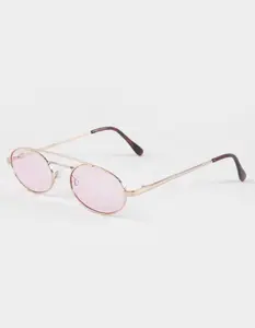 RSQ  Womens Metal Oval Sunglasses, Gold