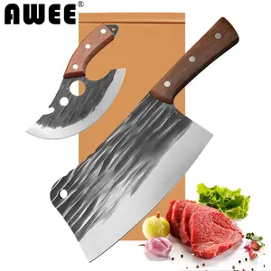 AWEE Butcher Knife, Chinese Cleaver Knife, Meat Cleaver Knife Heavy Duty, Kitchen Knife High Carbon Steel, for Kitchen, Camping, BBQBlade. The best gift for your loved ones, a kitchen essential, a chef's knife