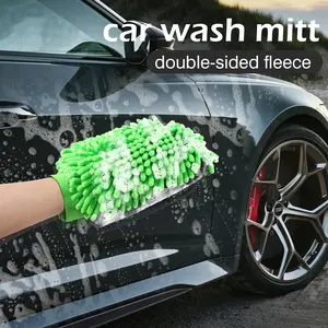 1 Count Premium Dual-Pile Microfiber Wash Mitt, Dual-Sided Design，Safe Dirt Removal