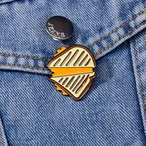 2pcs Charming Grilled Cheese Enamel Pin - Perfect for Jackets, Denim & Gifts | Cartoon Food Brooch