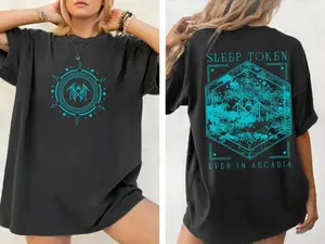 Sleep Token Arcadia Sigil T-shirt, Hexagon runic symbol with ethereal grunge splatter, For spiritual alt fans, Darkcore geometric style, Concerts or moody layering fits Top Love
