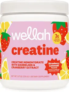 Wellah Creatine for Women - Creatine Monohydrate with Dandelion & Cranberry Extract (50 Servings, Strawberry Lemonade)