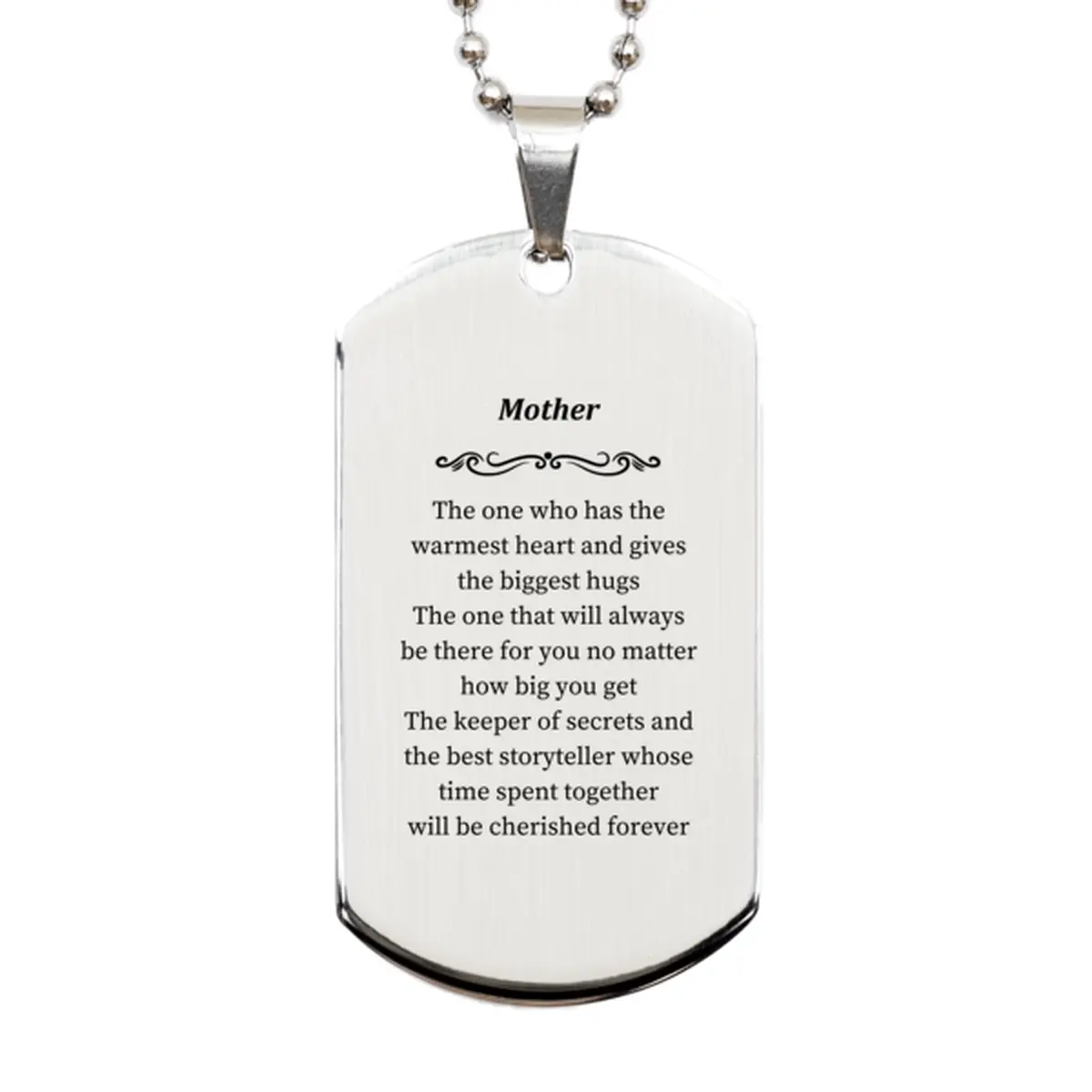 Mother Engraved Silver Dog Tag - The Warmest Heart, Cherished Memories, Mothers Day Gift, Confidence