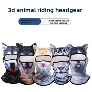 Outdoor sunscreen mask, 3D animal pattern, funny mask, sports cycling, face protection, neck protection, dustproof sunshade headhat