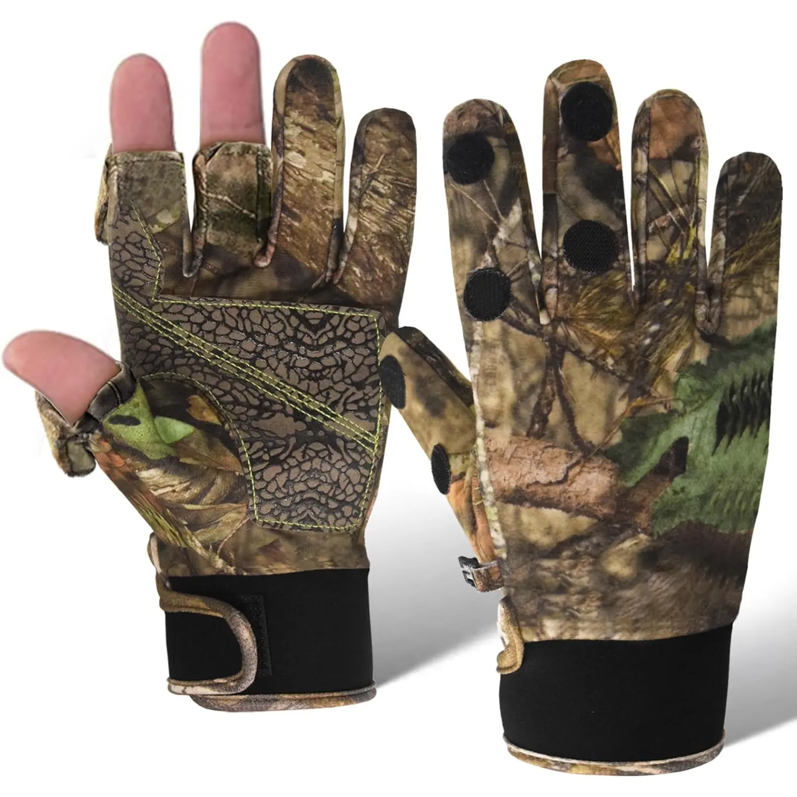 Unisex Polyester Camouflage Hunting Gloves - Adjustable, Lightweight, All-Seasons Breathable Fingerless Gloves with Finger Access, Strong Grip, Hand Wash Only for Hunting, M Outdoor Enthusiasts