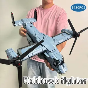 1480 Piece Large Fish Eagle Fighter Jet Model Kit, Rotating Wings, Realistic Design, High Difficulty DIY Building Model Toy for Adults, Assembly Brick Kit Building Blocks, Building Blocks Set, Model Aircraft