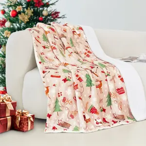 Mocassi Christmas  Throw with Flannel Fleece - 50 x 60 inches