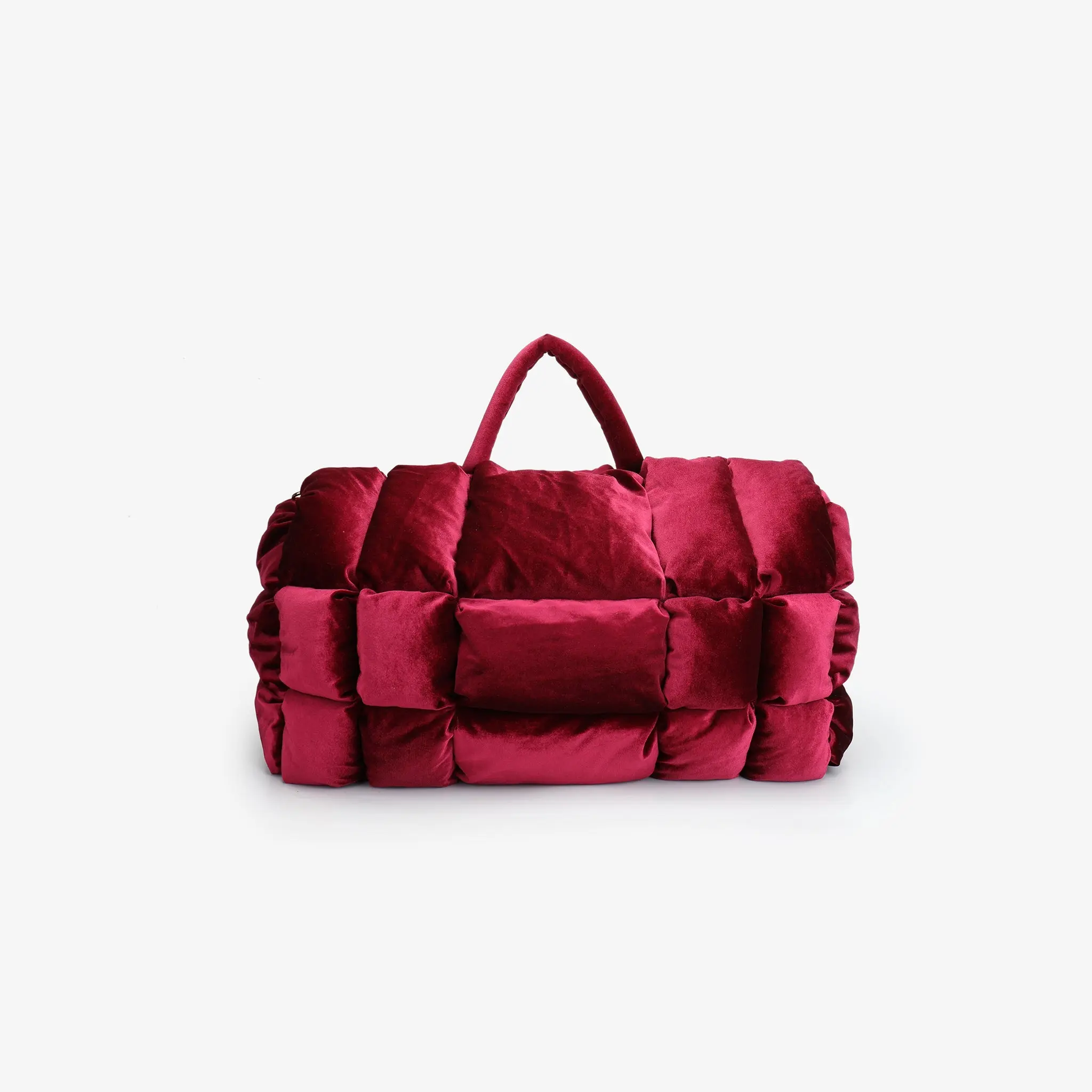 WELBY VELVET PUFFER OVERNIGHTER BERRY