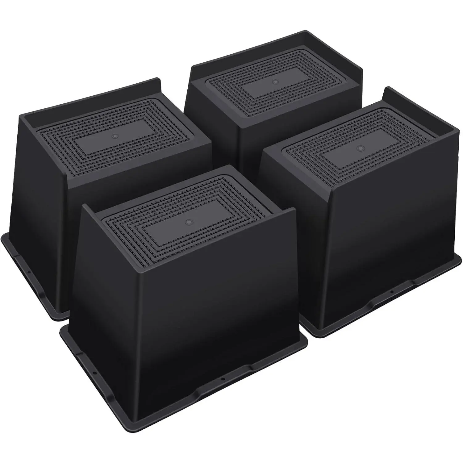 6 Inch Heavy-Duty L-Shaped PP Plastic Extra Wide Furniture Risers - 4-Pack Black Oversize Type Rectangular Blocks, Durable Bedding Accessories for Sofa, Table (6000 lbs Support)