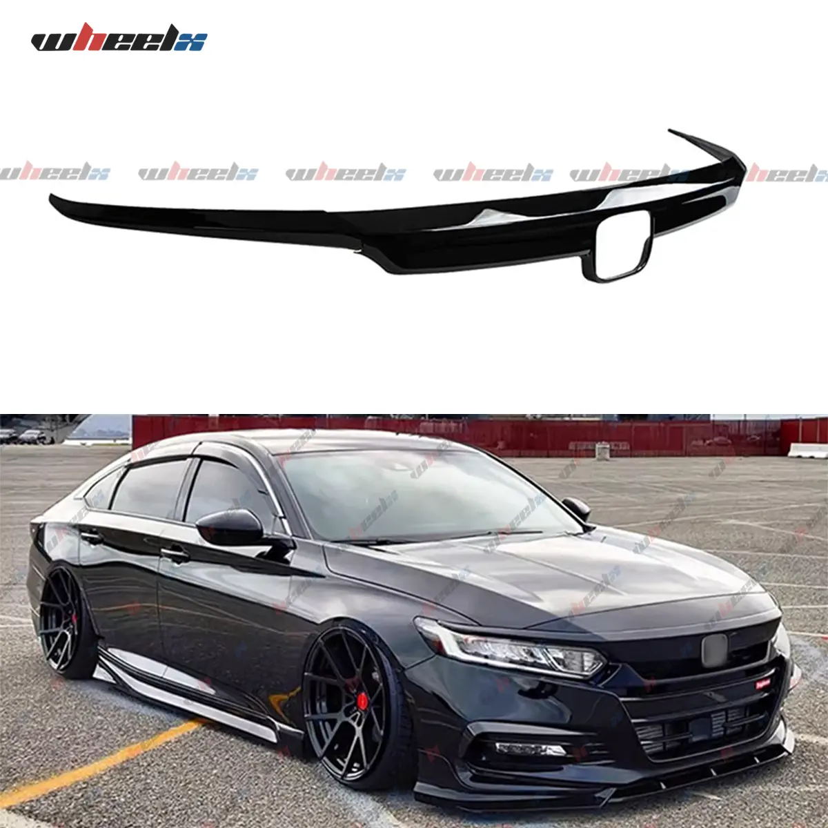 2018-2020 Honda Accord - 3-Pieces Gloss Black JDM Style Front Grille Trim, Car Accessory, Replacement Part (Excl. Sport Grille)