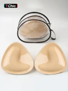 Reusable Self-Adhesive Bra Pads, Invisible Bikini Style, Waterproof Transparent Bag Packaging, Moderate Thickening, Summer Use Accessories, Moderate Fabric Thickness