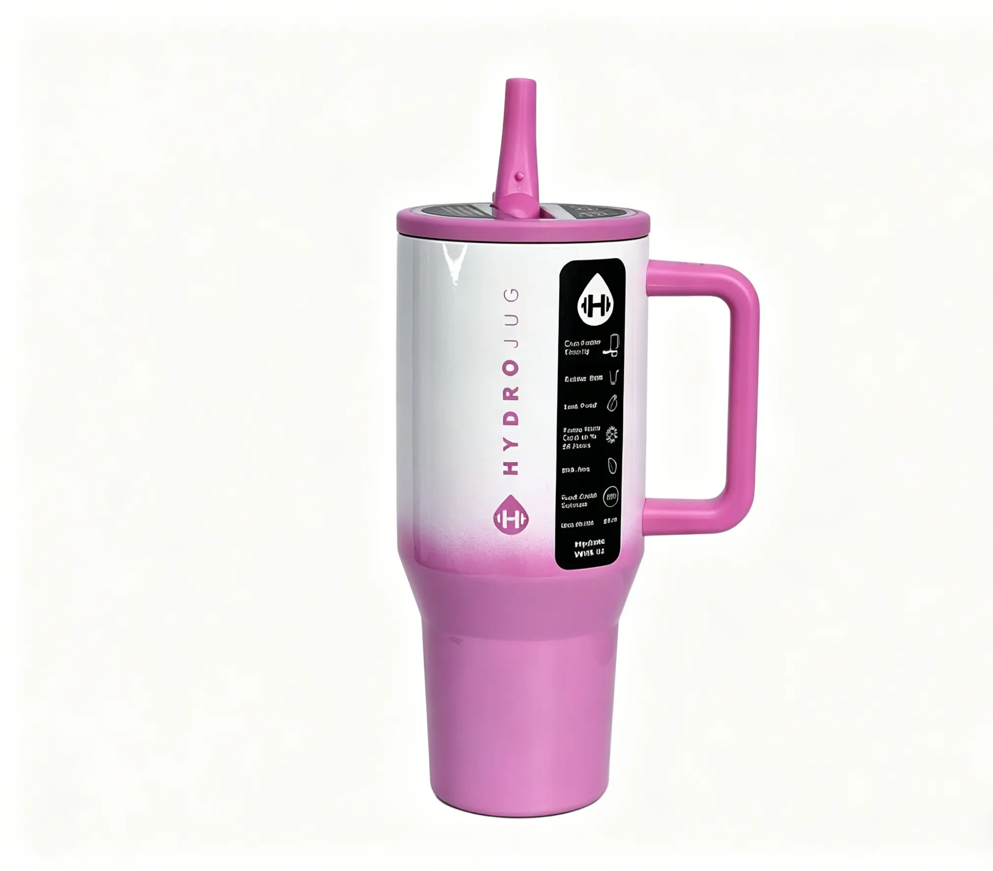 HydroJug 32oz Traveler Stainless Steel Sports Tumbler, Trendy Gradient Pink, Ergonomic Handle, BPA-Free, Ideal for Sports, Daily Casual Wear, Outdoor Activities & Workouts