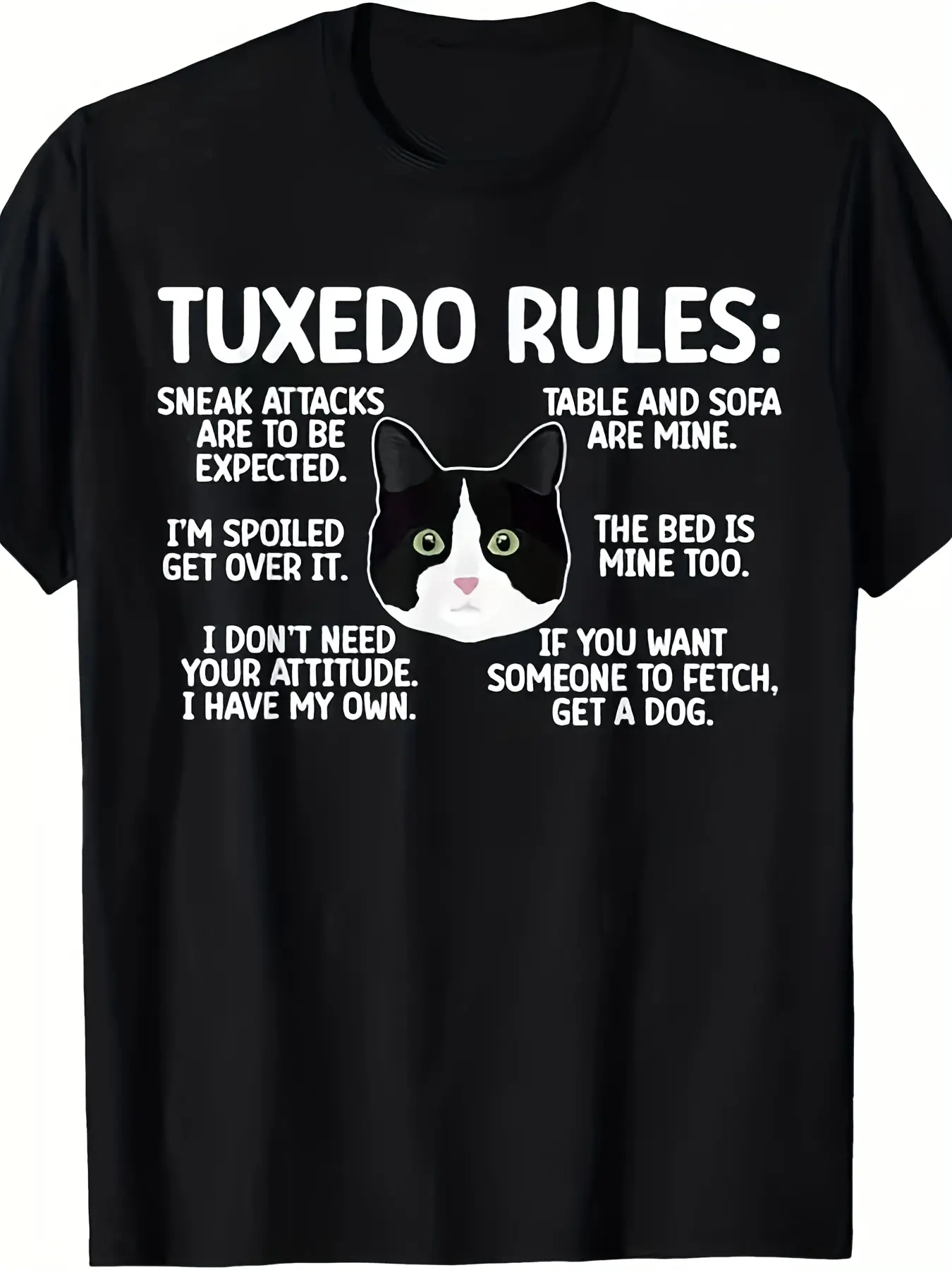 NEW Tuxedo Cat Rules Tuxedo Cat Lover Tuxedo Cat O unisex soft cotton short sleeve t shirt, vintage graphic casual tee for men women teens, perfect birthday holiday gift for camping travel gym daily street  wear