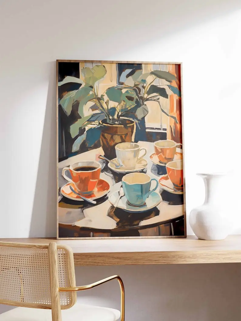 Retro Coffee Print, Vintage Coffee Illustration Poster, Food Print