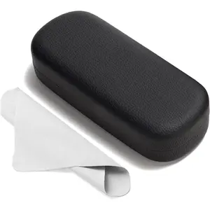 Unisex Large Hard-Shell Glasses Case with Spring Switch, PU Leather Protective Holder for Sunglasses, Eyeglasses (Unisex Names Included)