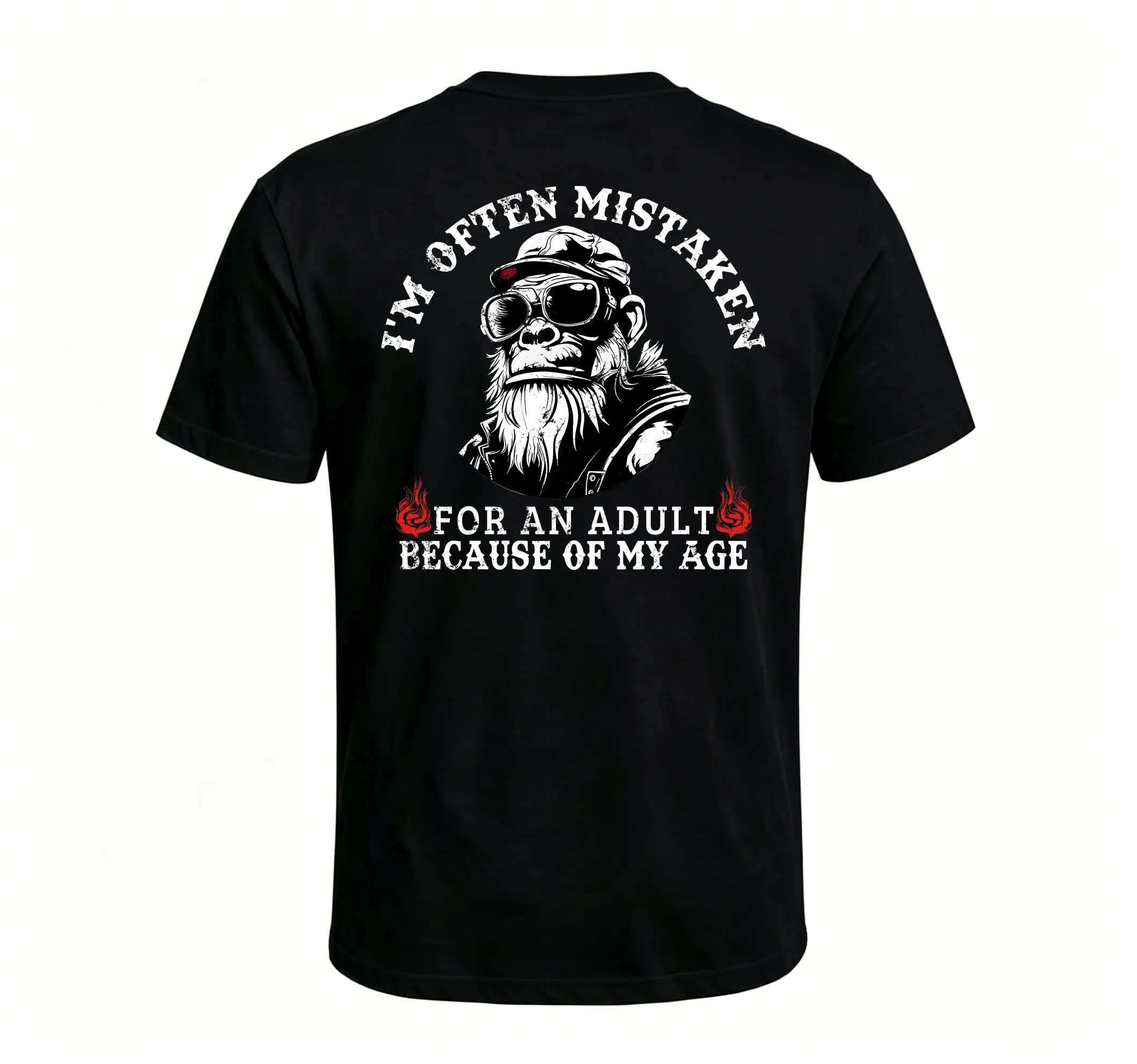 Monkeysober 100% Cotton Men's Suitable For All Seasons I'm Offen Mistaken For An Adult Because Of My Age Funny Monkey T-shirt