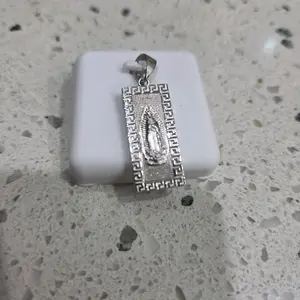 Sterling Silver Rectangle mother mary  Pendant 925 6.8mm bale