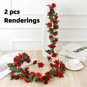 Artificial Rose Vine, Fake Rose Garland, Fake Flower Vine, Artificial Hanging Flowers, Decorative Flowers for Home Garden Wedding Party Decoration, Home Decor Accessory, Decoration Items, Fruit