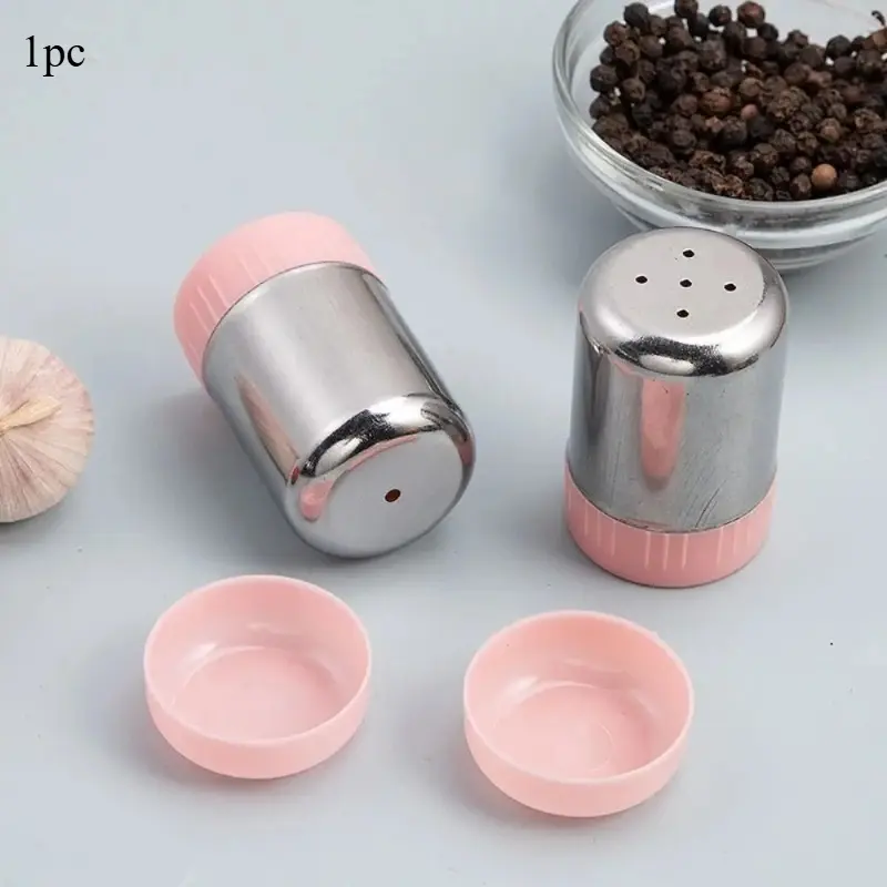 1pc Stainless Steel 5-hole Salt Shaker Portable Mini seasoning Bottle with Dust Cover Small Pepper Bottle Condiment Jar Spices Containers Kitchen Cooking Tool Kitchenware Kitchen Gadgets