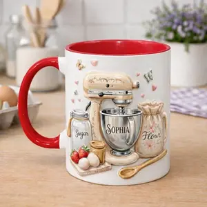 Personalized Baker Mug, Custom Name Baking Coffee Cup, Luxury Cake Decorator Mug, Pastry Lover Gift, Elegant Baking Mug