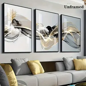 3pcs Little Fresh Scenery HD Canvas Art Poster, Forest Elk, Minimalist Geometry, Nordic Style Art Decor Painting for Living Room, Bedroom, Hotel, Office, Cafe, Restaurant Decor, Wall Pictures for Decor, No Frame