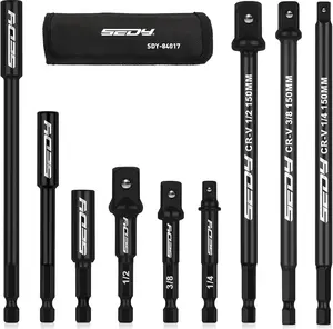 9-Piece Impact Socket Adapter Set, 1/4" 3/8" 1/2" Driver Socket Adapter, Power Drill Bit Extension, Magnetic Screwdriver Bit Holder, Socket Wrench Adapter