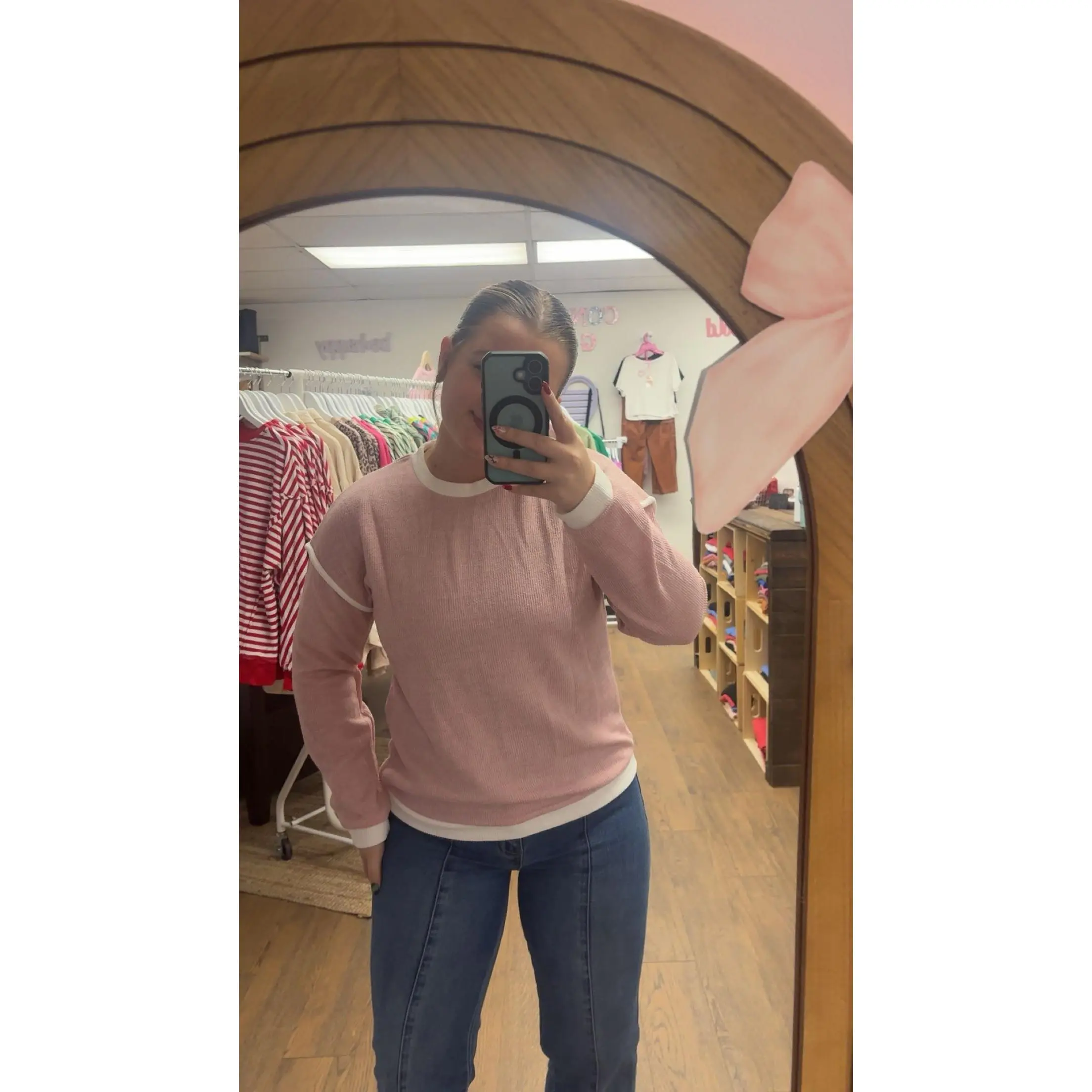 Pink & White Sweater