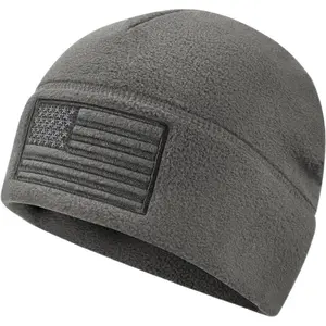 American Flag Fleece Watch Cap, USA Multi-Season Army Military Tactical Beanie, Winter Warm Beanie