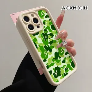 Phone Case for iPhone 17 16 E Pro Max 15 Plus 14 13 12 11 XS XR Green Camo Masks Shockproof TPU Bumper Lightweight Anti-Scratch Cover