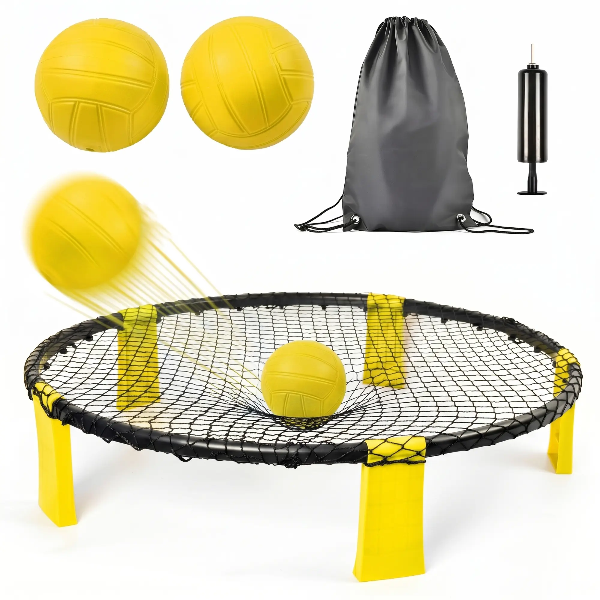Roundnet Spikeball Game Set Portable Outdoor Beach Game Kit, Complete Net Balls Accessories for Backyard Lawn Family Party Game