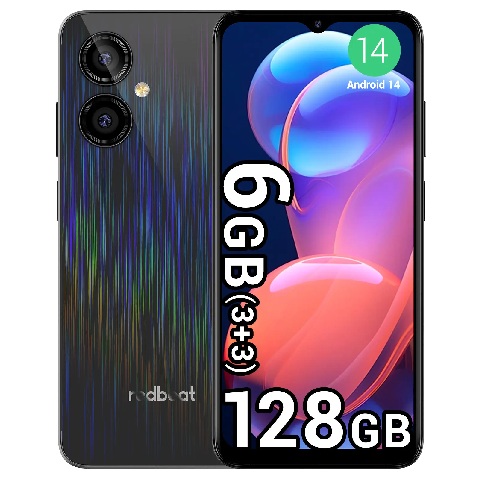 Redbeat D5 Android 14 ,6.52 Inch HD,Octa-Core 6GB (3+3) RAM+128GB