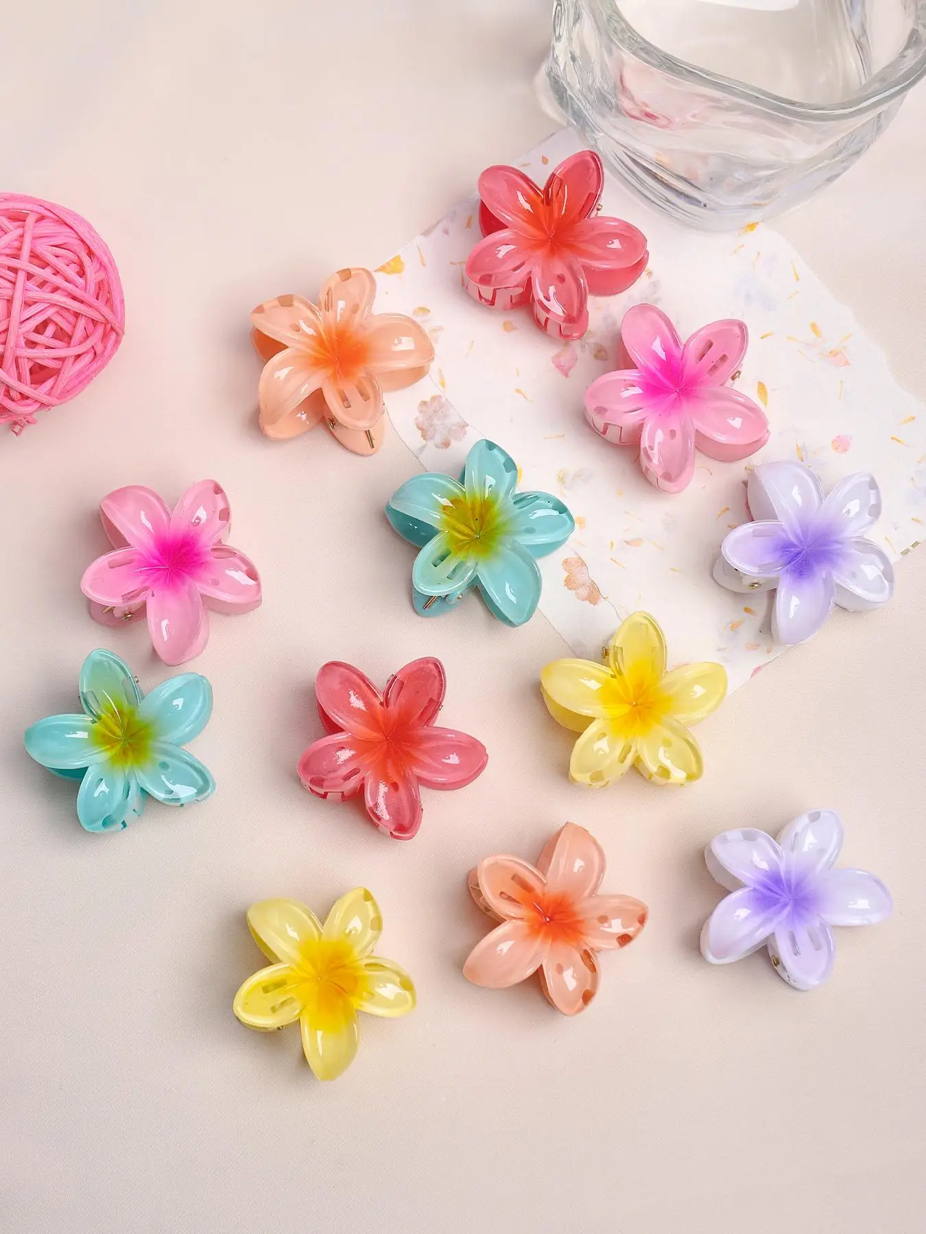 Colorful Flower Shaped Hair Claws Summer 2024, Cute Hair Claws, Fashionable Hair Accessories for Women & Girls, Minimalist Headwear Suitable for Thick